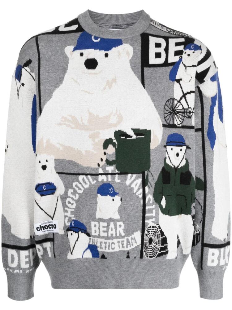 CHOCOOLATE bear-intarsia crew-neck jumper - Multicolour Cover