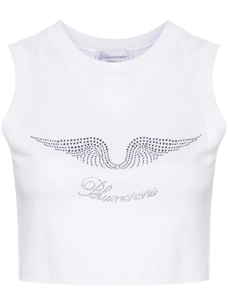 Blumarine rhinestone-embellished cropped tank top - White Cover