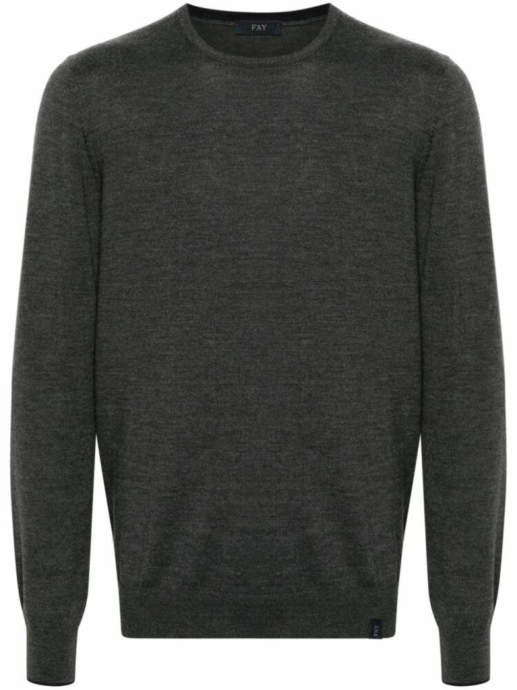 Fay round-neck virgin wool sweater - Grey Cover