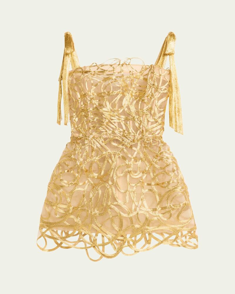 Oscar de la Renta Metallic Cord Mini Dress Cover