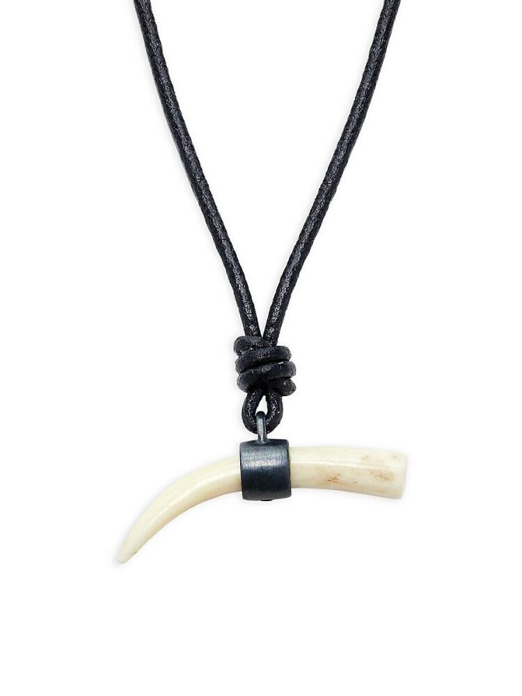 Tateossian Men's Sterling Silver, Leather & Cattle Bone Pendant Necklace Cover