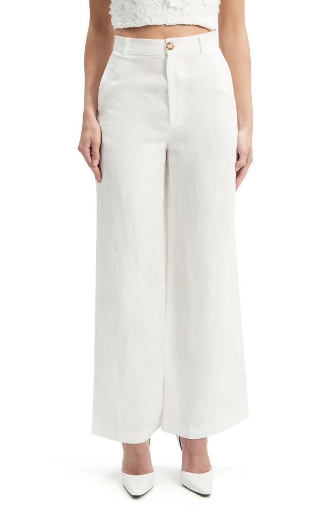 Bardot Enya High Waist Wide Leg Linen Pants in Ivory Cover