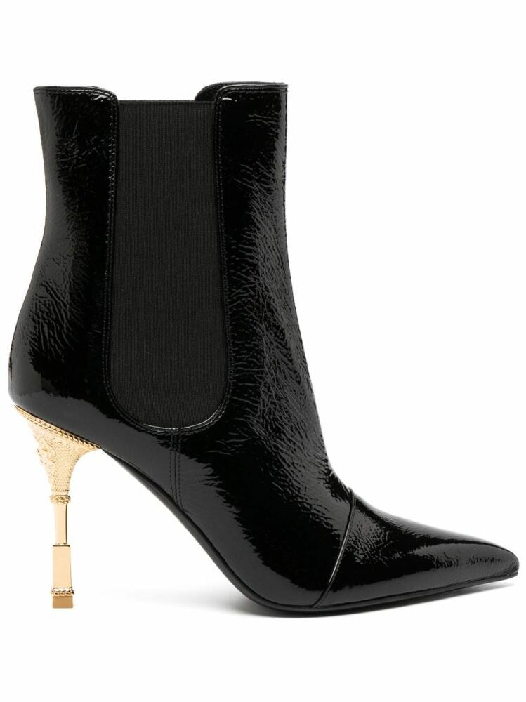 Balmain sculpted-heel patent-finish leather boots - Black Cover