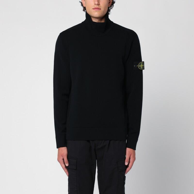 Stone Island Black wool-blend turtleneck sweater Cover