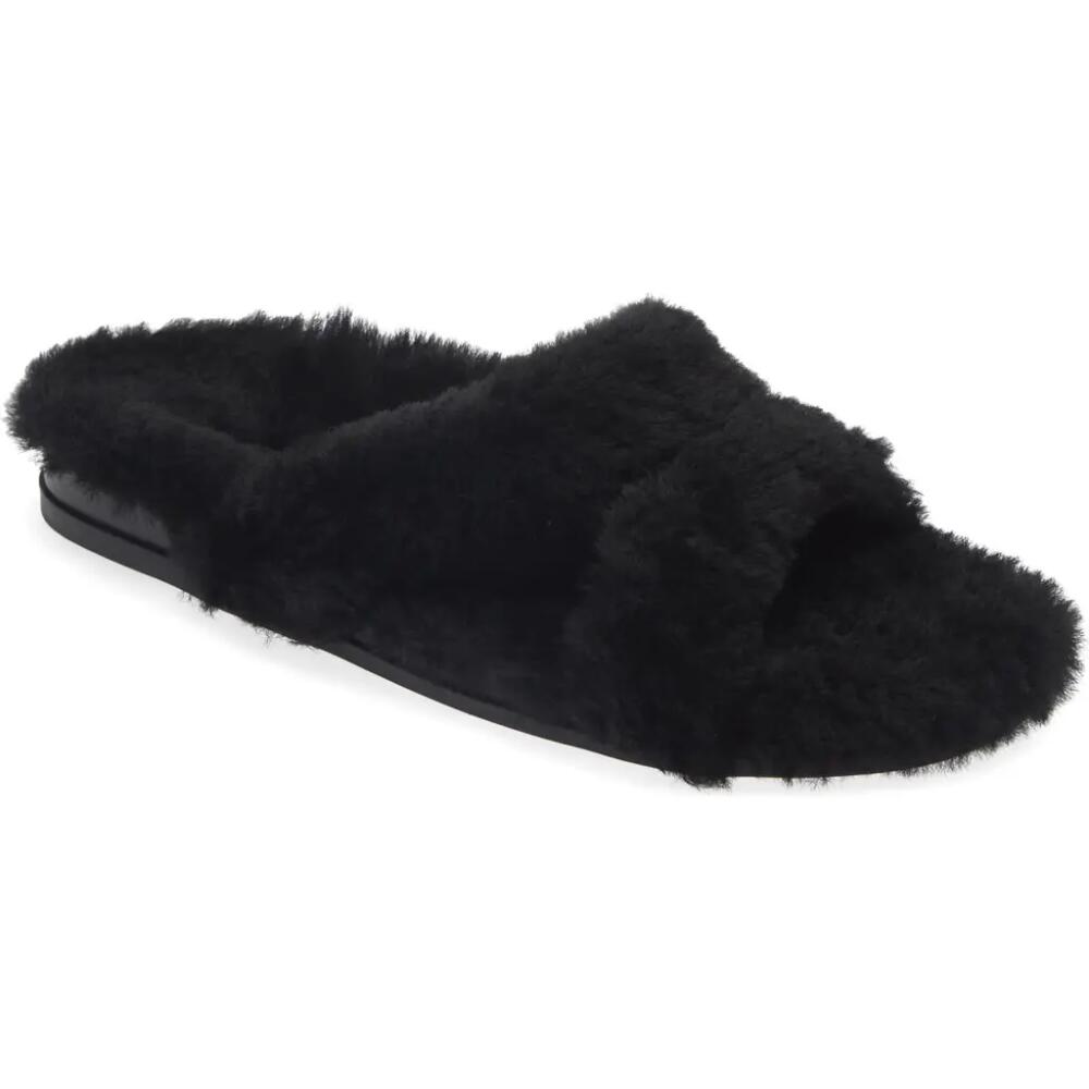 Manolo Blahnik Chilpa Genuine Shearling Slide Sandal in Black Cover