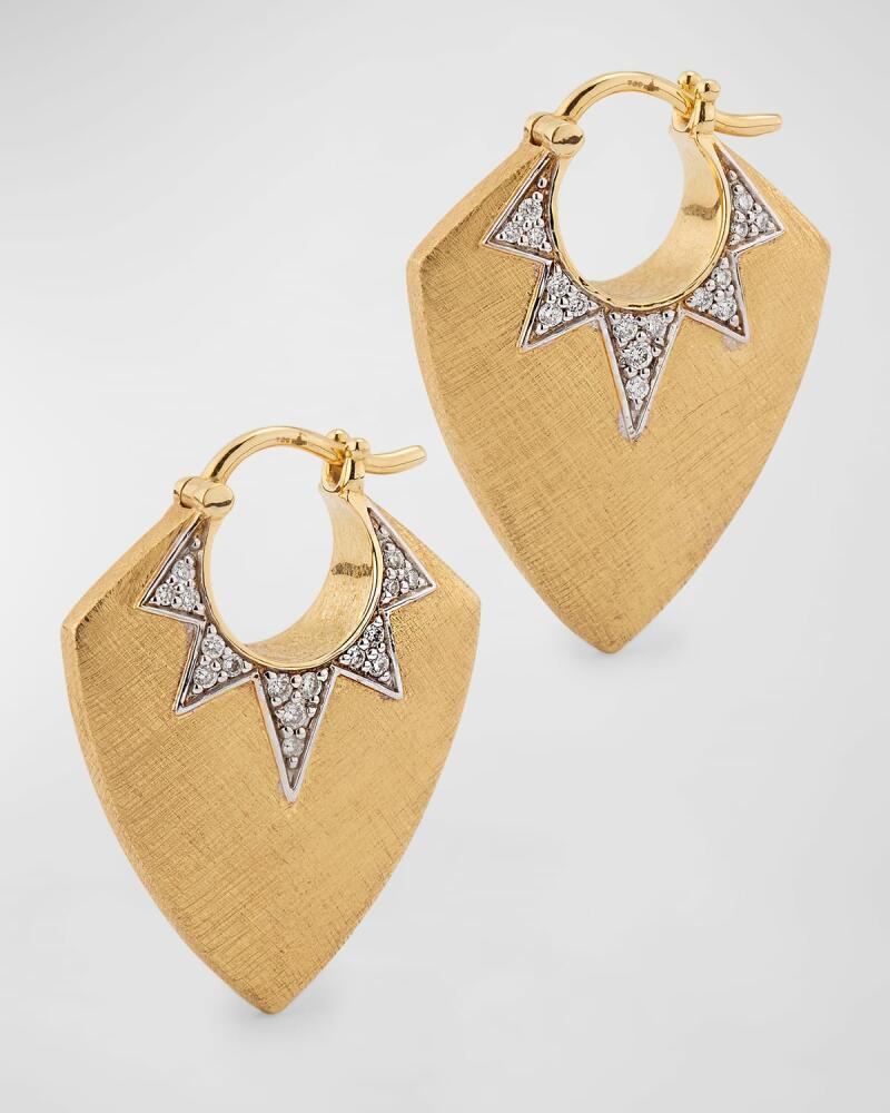 Sorellina 18K Yellow Gold Florentine Earrings with White Rhodium over GH-SI Diamonds. Cover