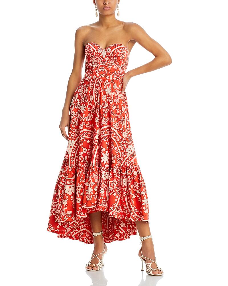 Andres Otalora Cotton Printed Bustier Midi Dress Cover