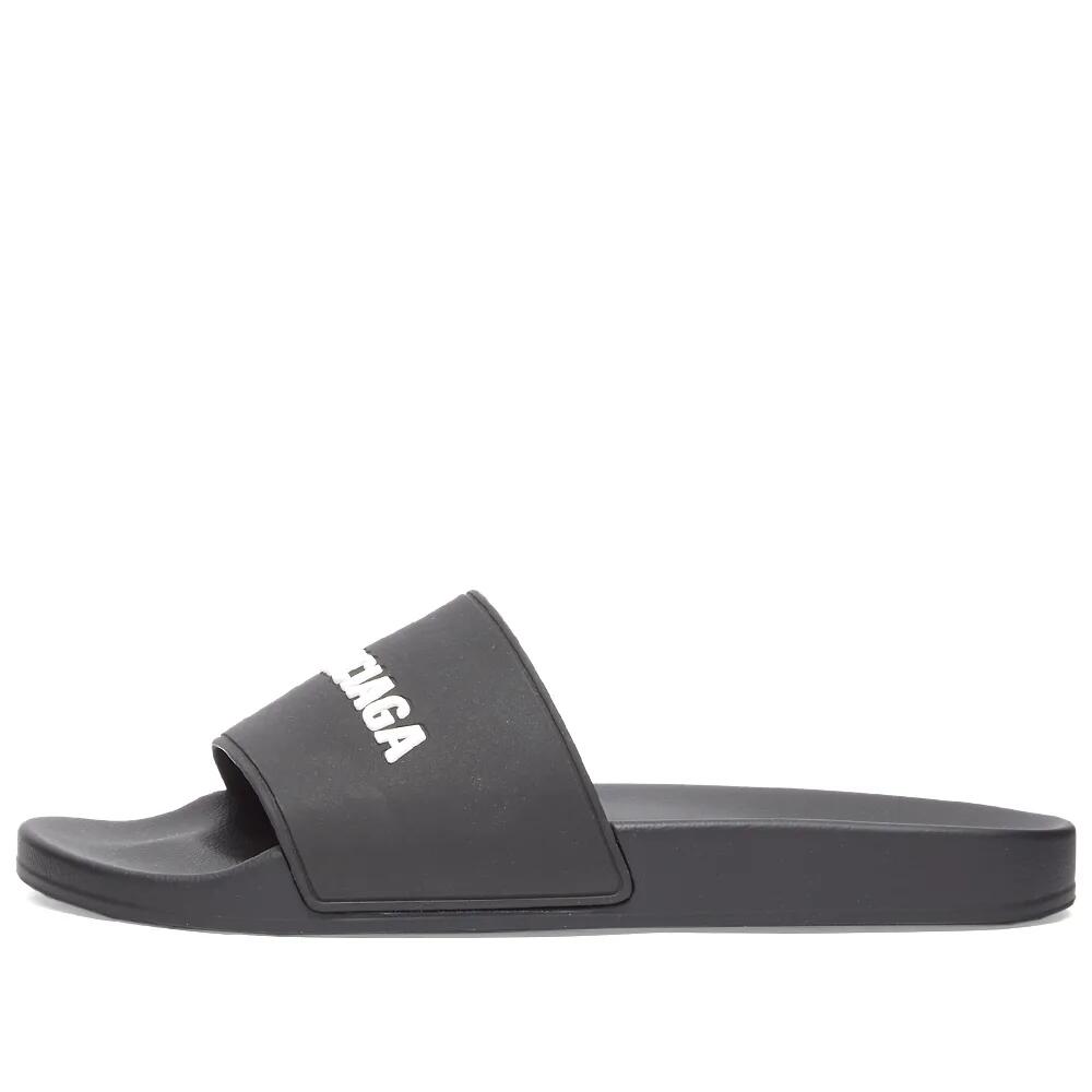 Balenciaga Men's Logo Pool Slide in Black White Cover