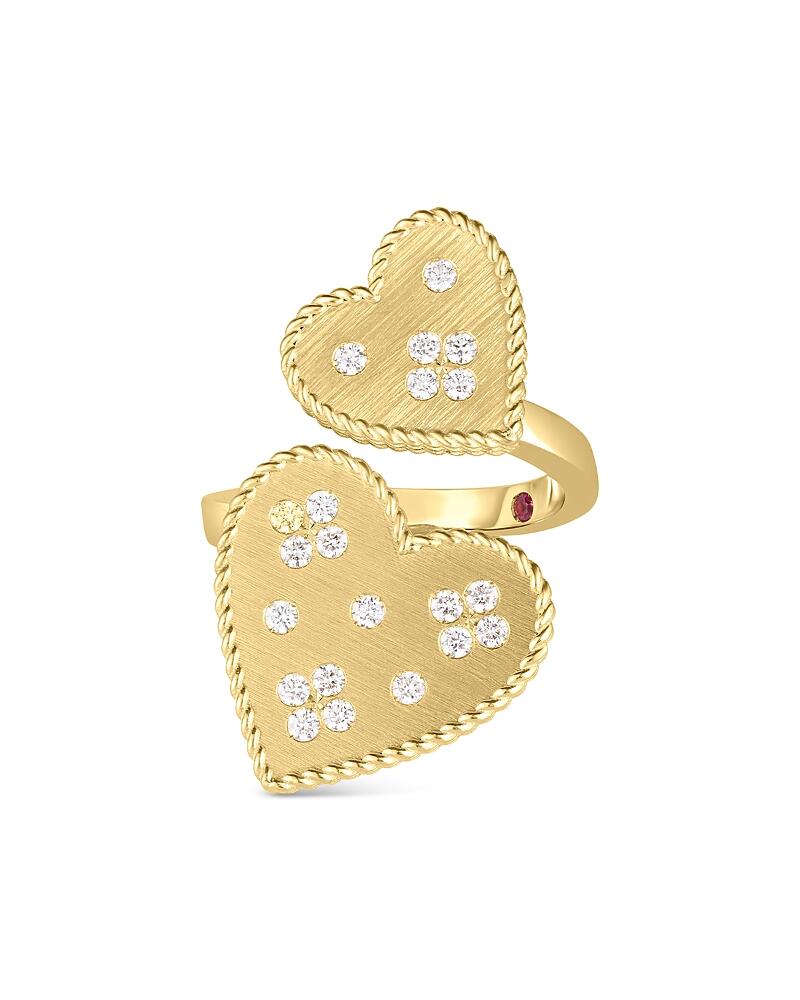 Roberto Coin 18K Yellow Gold Venetian Princess Diamond Heart Bypass Ring Cover