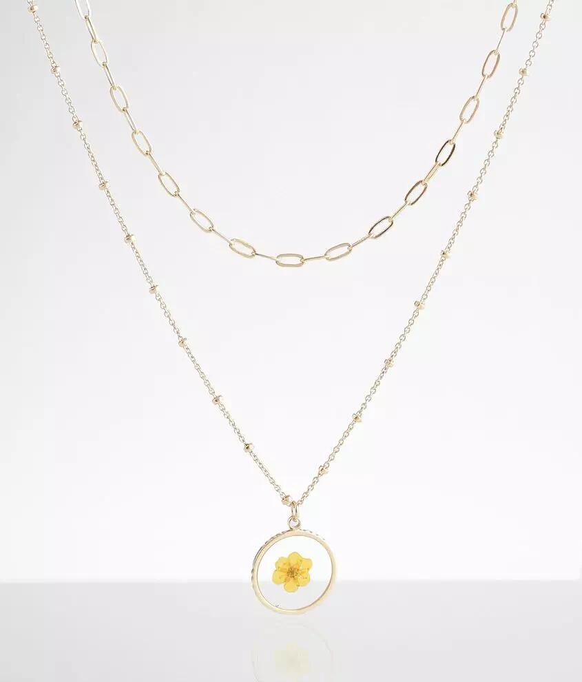 boutique by BKE Pressed Flower Necklace Cover