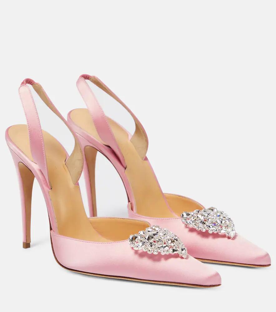 Magda Butrym Crystal-embellished satin slingback pumps Cover