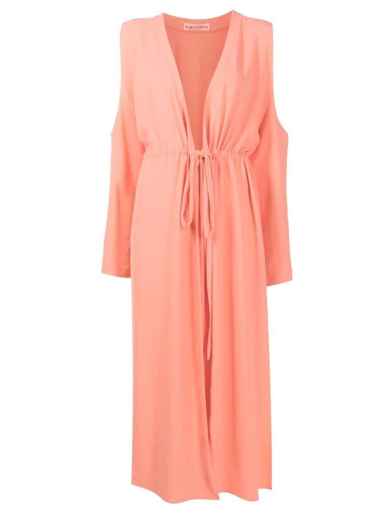 Olympiah drawstring cold-shoulder beach dress - Orange Cover