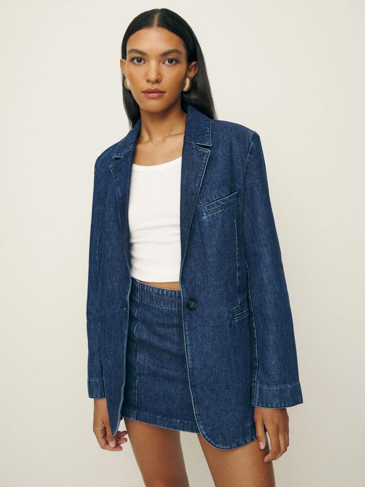 Reformation Elsa Relaxed Denim Blazer Cover