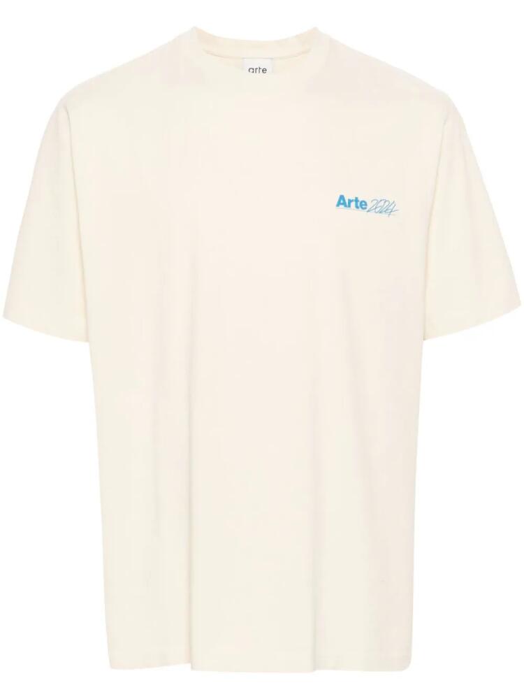 ARTE Teo logo-print cotton T-shirt - Neutrals Cover