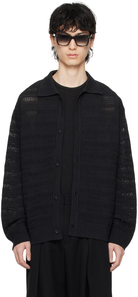 Solid Homme Black Spread Collar Cardigan Cover