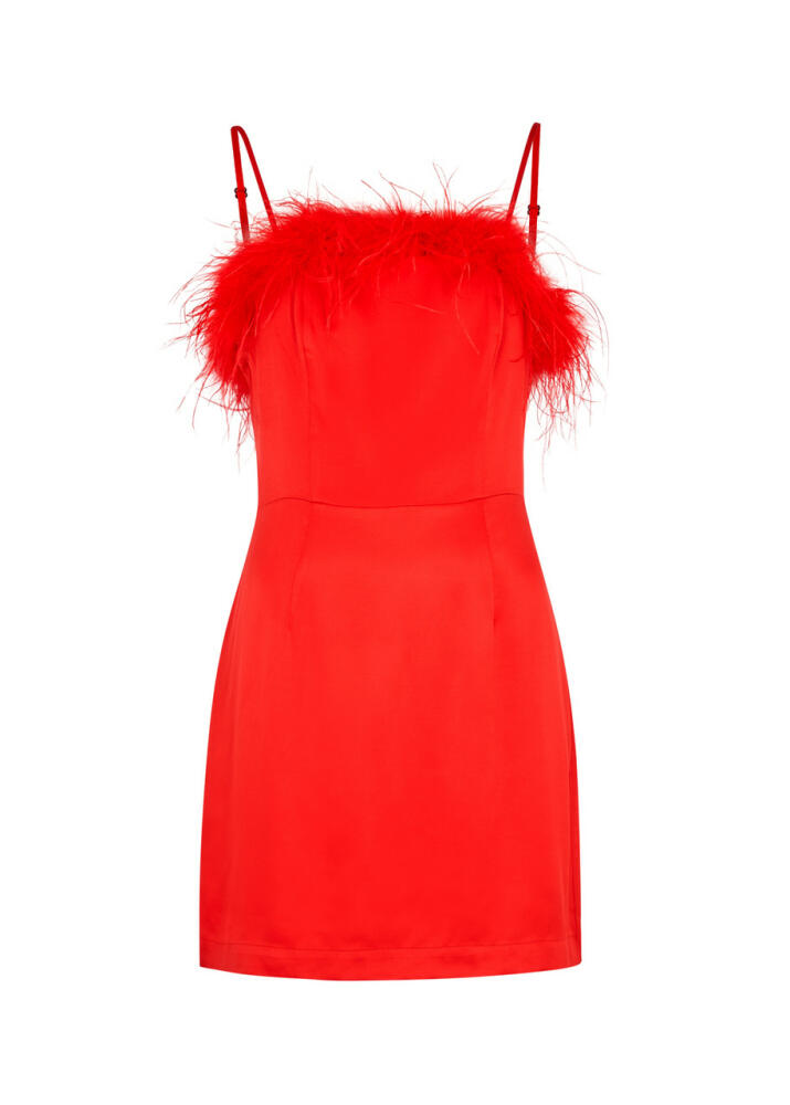 Kitri Nola Feather-trimmed Satin Mini Dress - Red Cover