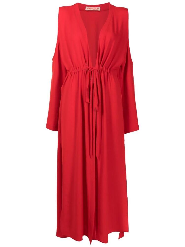 Olympiah drawstring cold-shoulder beach dress - Red Cover