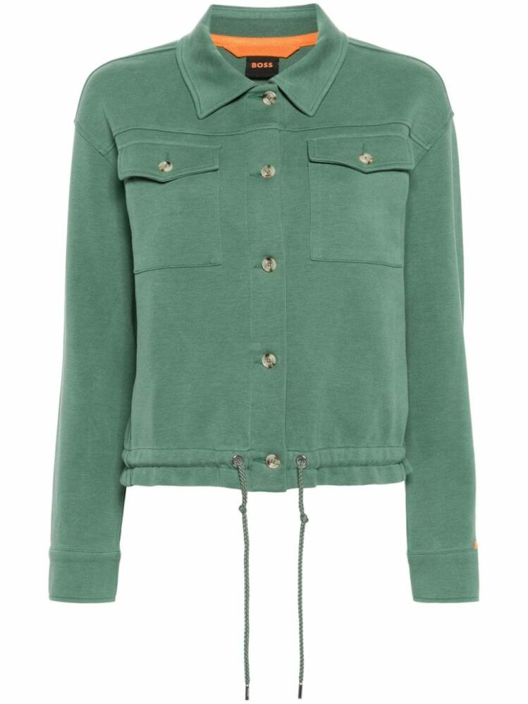 BOSS straight-collar shirt jacket - Green Cover