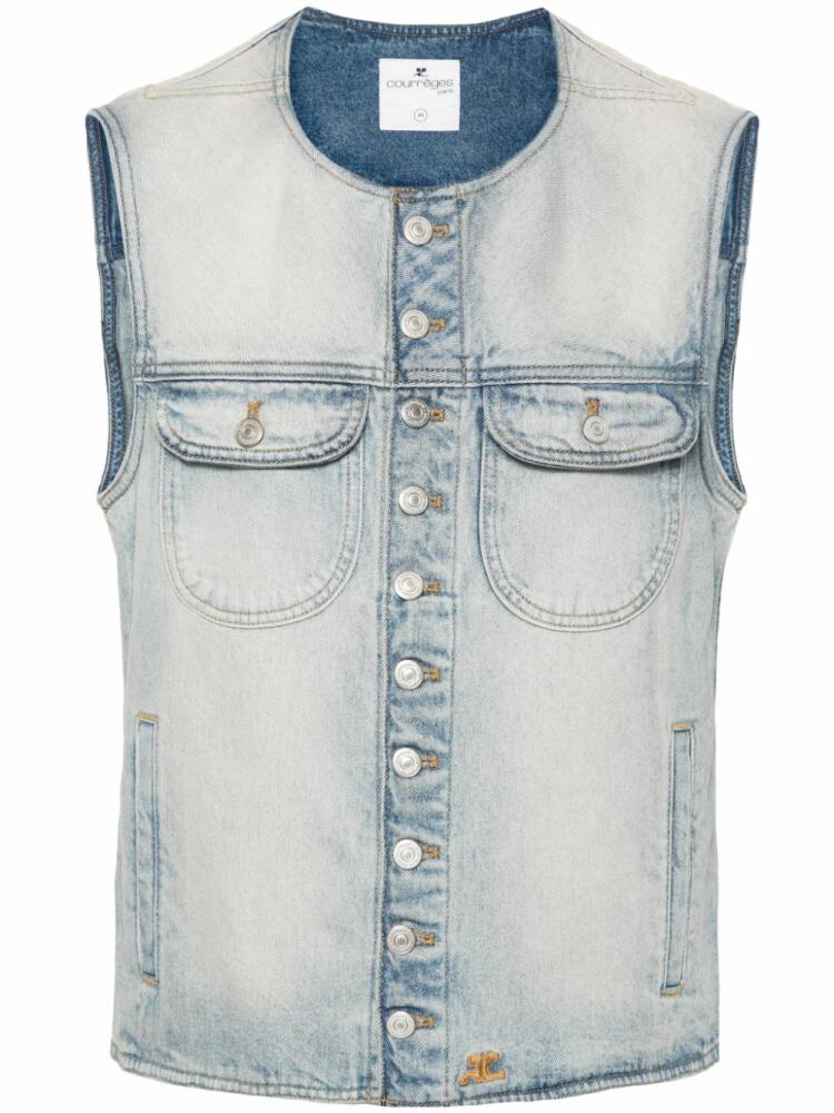 Courrèges logo-embroidered denim vest - Blue Cover