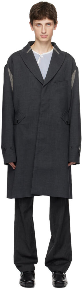 Kiko Kostadinov Gray Peaked Lapel Coat Cover