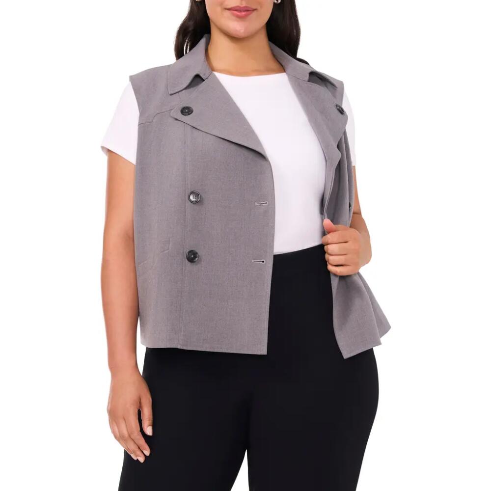 halogen(r) Double Breasted Trench Vest in Silver Smoke Grey Cover