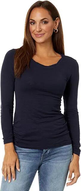 Mod-o-doc Slub Jersey Long Sleeve Twisted Scoop Neck Tee (Rare Navy) Women's Clothing Cover