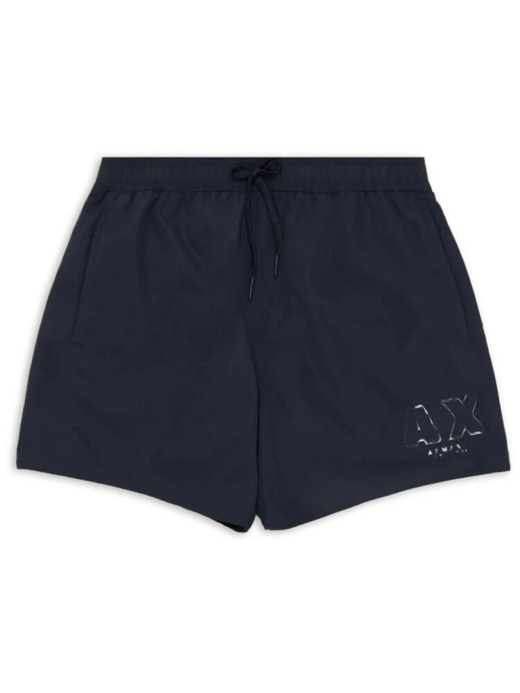 Armani Exchange logo-patch swim shorts - Blue Cover