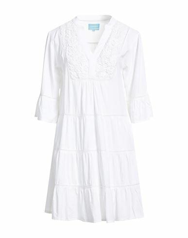 Iconique Woman Mini dress White Cotton, Linen Cover