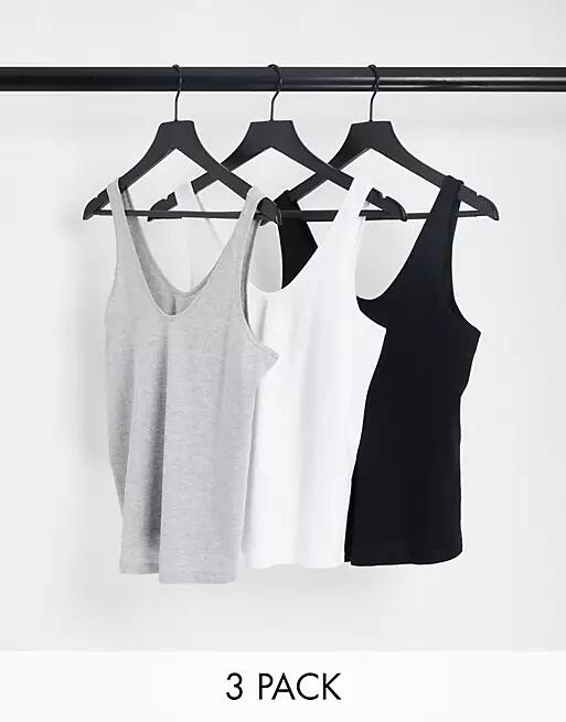 ASOS DESIGN ultimate tank top with scoop neck in cotton blend in 3 pack SAVE-Multi Cover