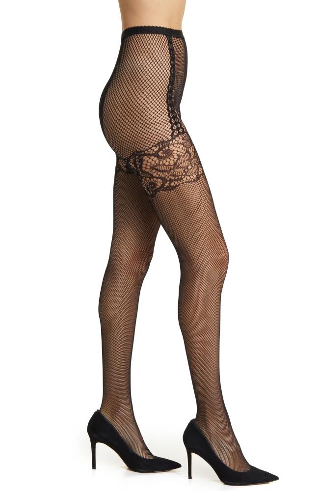 Stems Fishnet Tights with Faux Garters in Black Cover