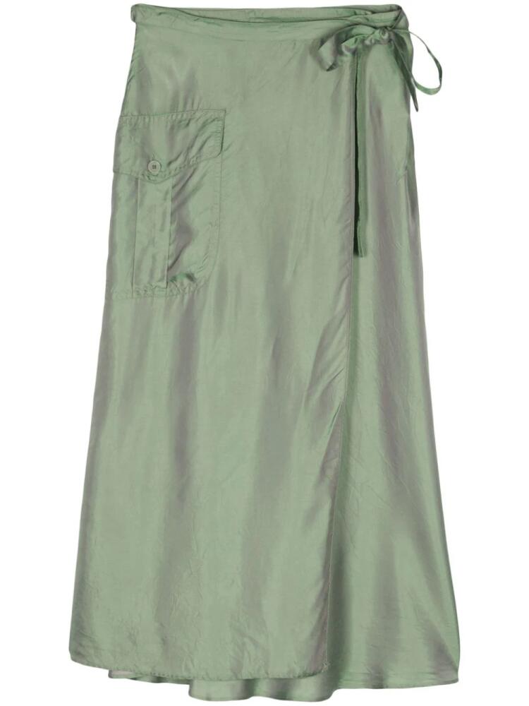 ASPESI metallic wrap midi skirt - Green Cover