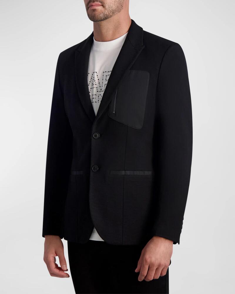 Karl Lagerfeld Paris White Label Men's Textured Blazer with Zip Pocket Cover