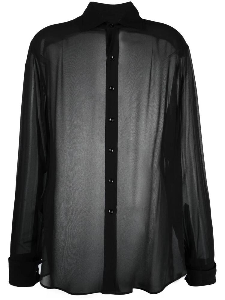 Maison Margiela four-stitch silk shirt - Black Cover