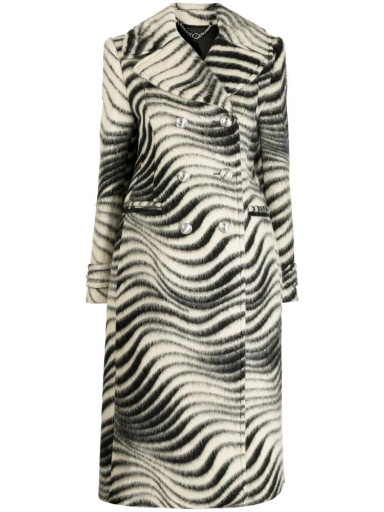 Rabanne zebra-patterned double-breasted coat - Neutrals Cover