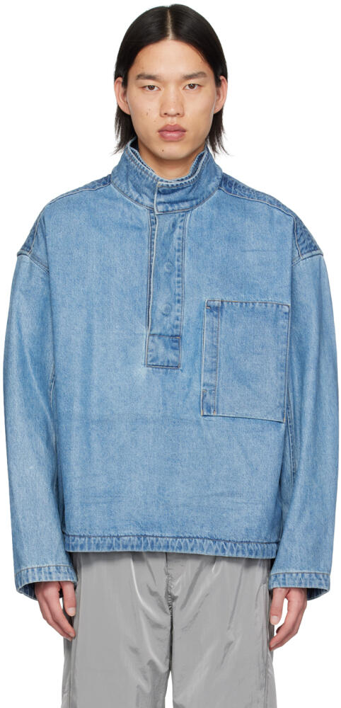 WOOYOUNGMI Blue High-Neck Denim Jacket Cover