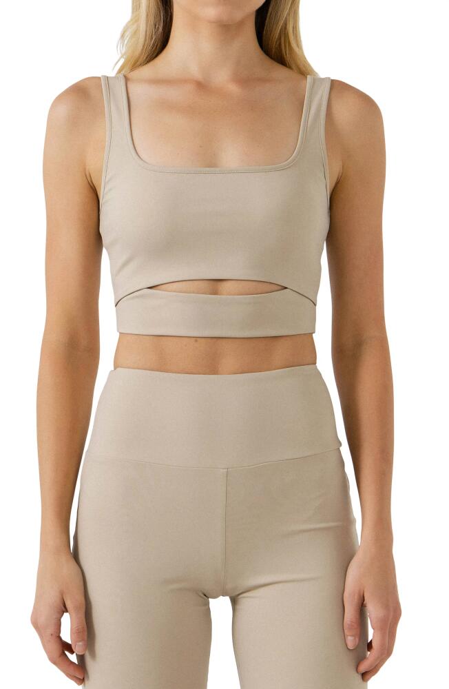 Grey Lab Cutout Crop Tank Top in Khaki Cover