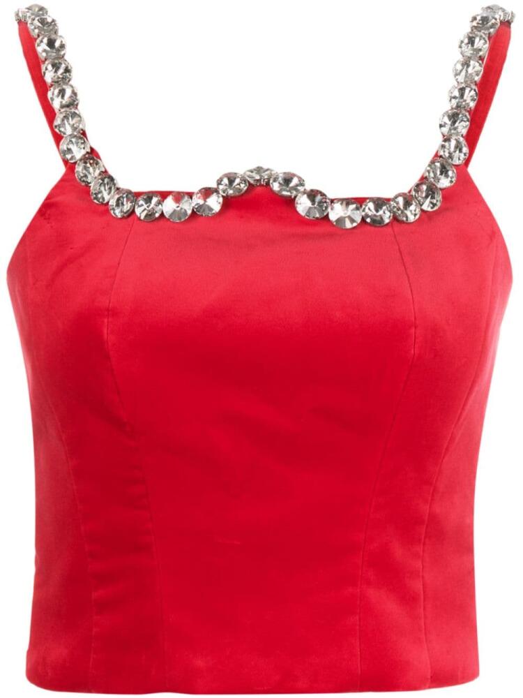 Vivetta crystal-embellished cropped tank top - Red Cover