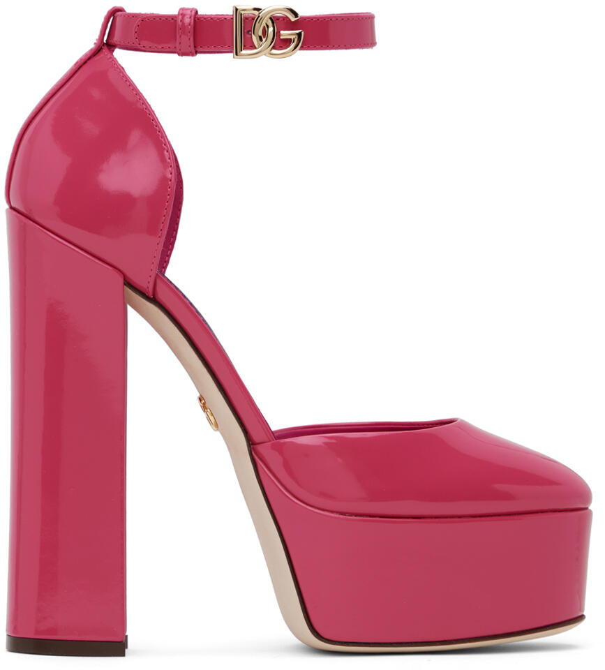 Dolce&Gabbana Pink Polished Platform Heels Cover