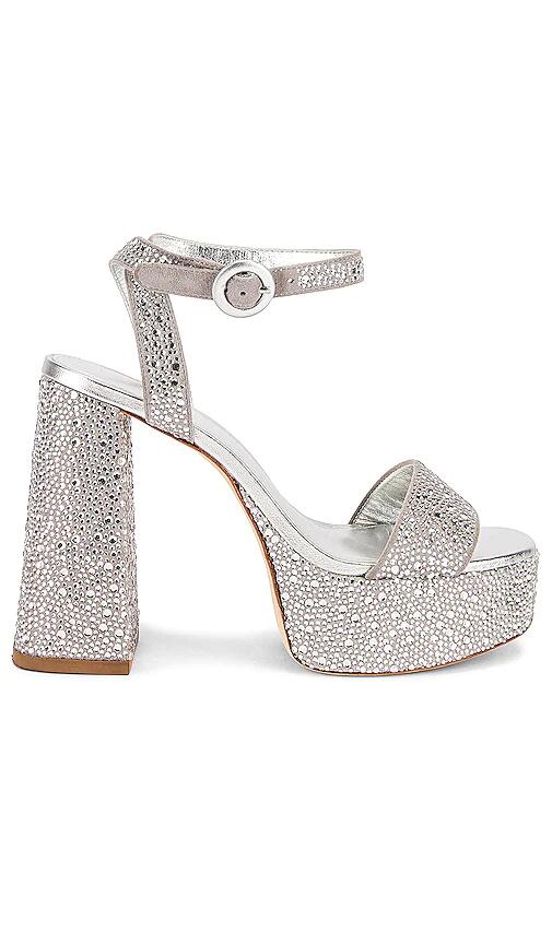 Larroude Dolly Crystal Platform in Metallic Silver Cover