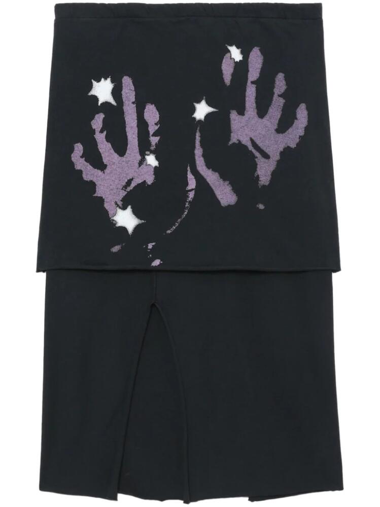 OUR LEGACY layered hand-print cotton skirt - Black Cover