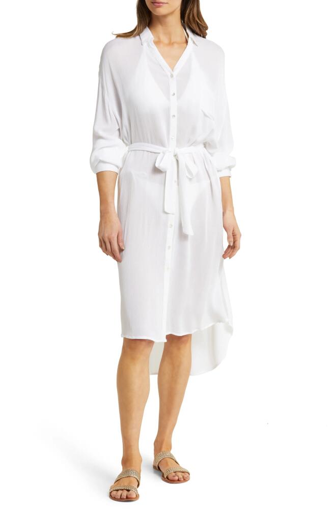 Elan Long Sleeve Shirtdress in White Cover