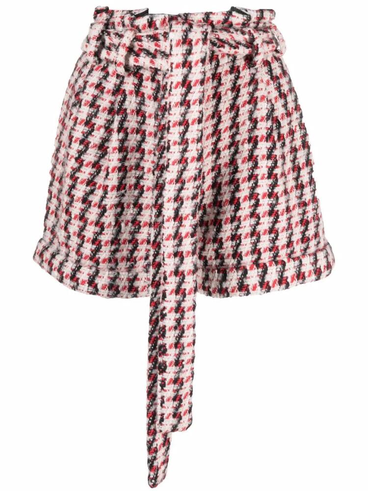 Amen houndstooth pattern tweed shorts - Red Cover