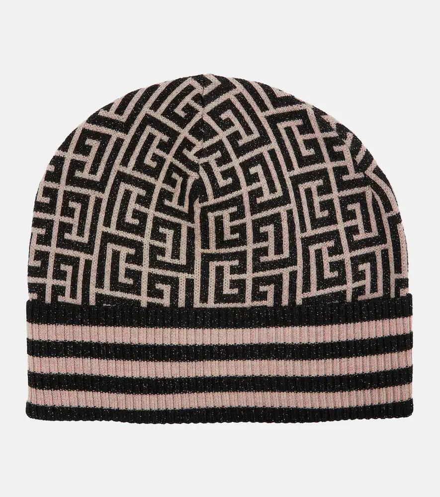 Balmain Embroidered monogram wool-blend beanie Cover