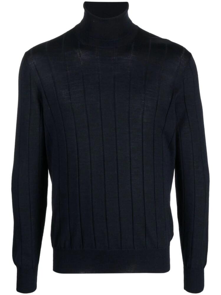 D4.0 roll-neck ribbed-knit jumper - Blue Cover