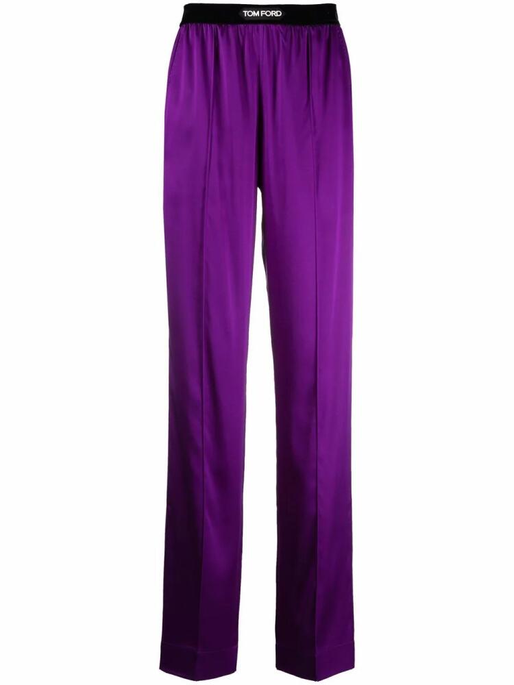 TOM FORD logo-patch straight-leg trousers - Purple Cover