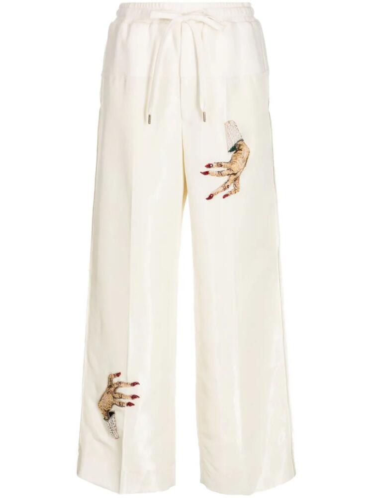 Undercover bead-embellished palazzo trousers - White Cover