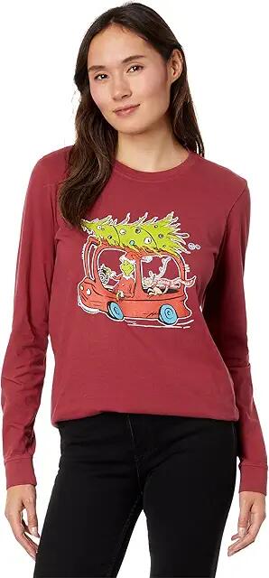 Life is Good Whoville or Bust Long Sleeve Crusher Tee (Cranberry Red) Women's Clothing Cover