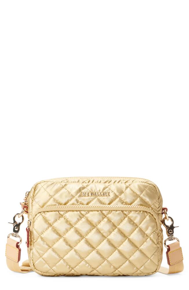 MZ Wallace Small Metro Quilted Nylon Camera Bag in Light Gold Pearl Metallic Cover