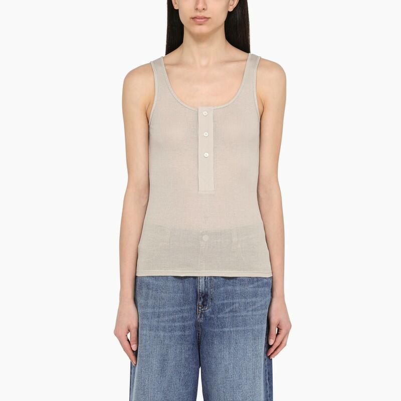 Ami Paris Chalk-coloured cotton tank top with buttons Cover