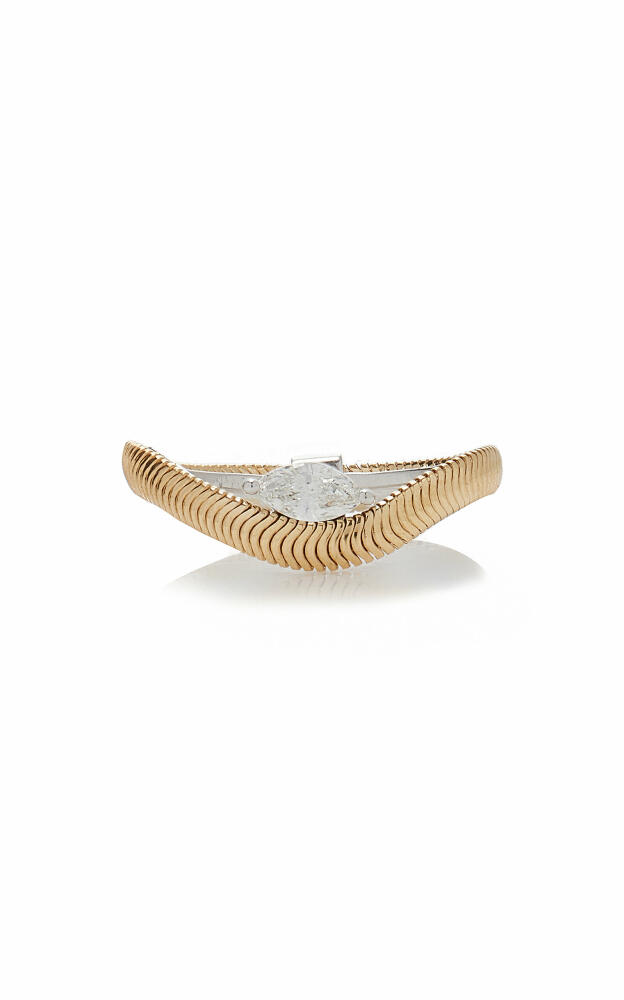 Nikos Koulis - 18K White and Yellow Gold Feelings Thin Diamond Ring - Gold - Gifts For Her Cover